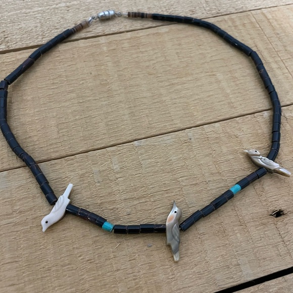 Native American Beaded Shell Bird Necklace - Picture 3 of 3
